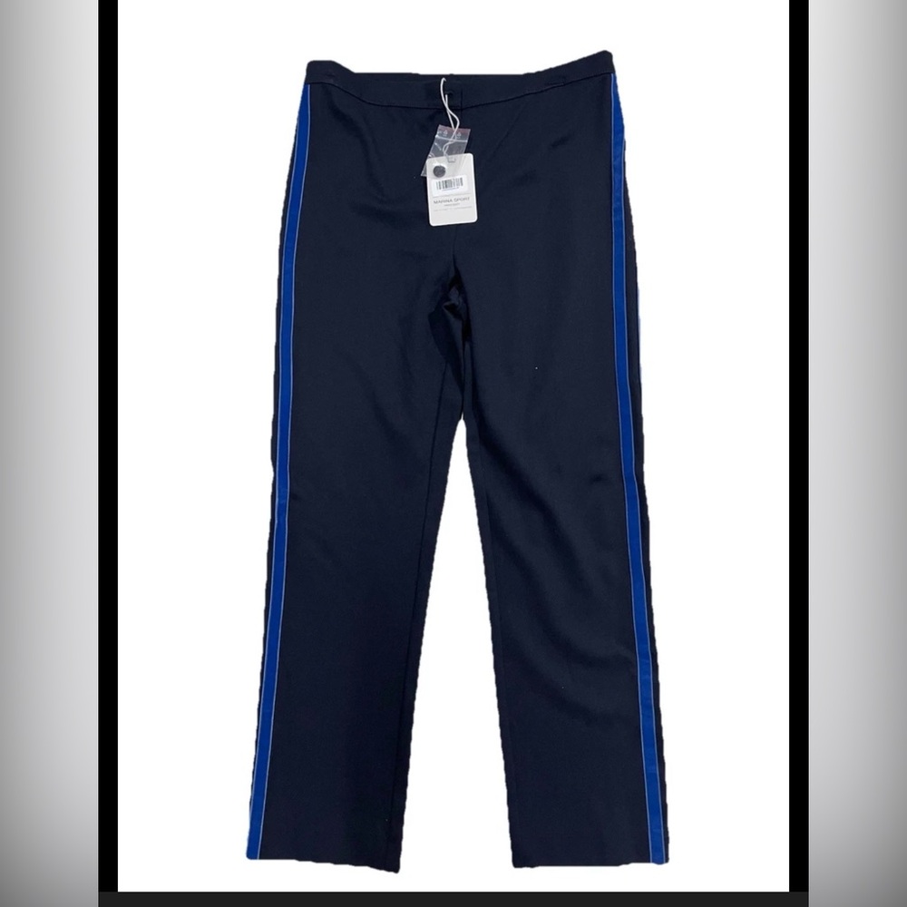 Marina Rinaldi Navy Trousers with Royal Blue Side Stripes